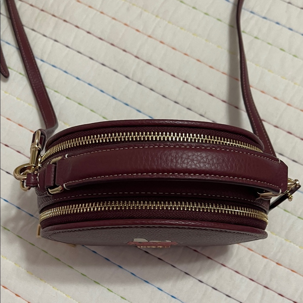Coach Maroon Crossbody Bag with Snoopy Graphic - Picture 4 of 14
